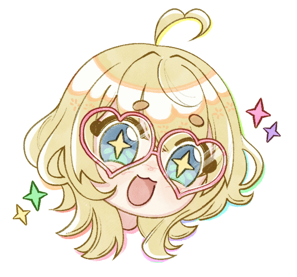Annie Key, a cheerful blonde character with pink heart-shaped glasses and stars in her eyes.